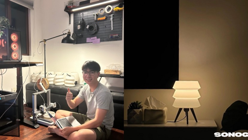 From his bedroom, teen designs and makes plant-based lamps using robots