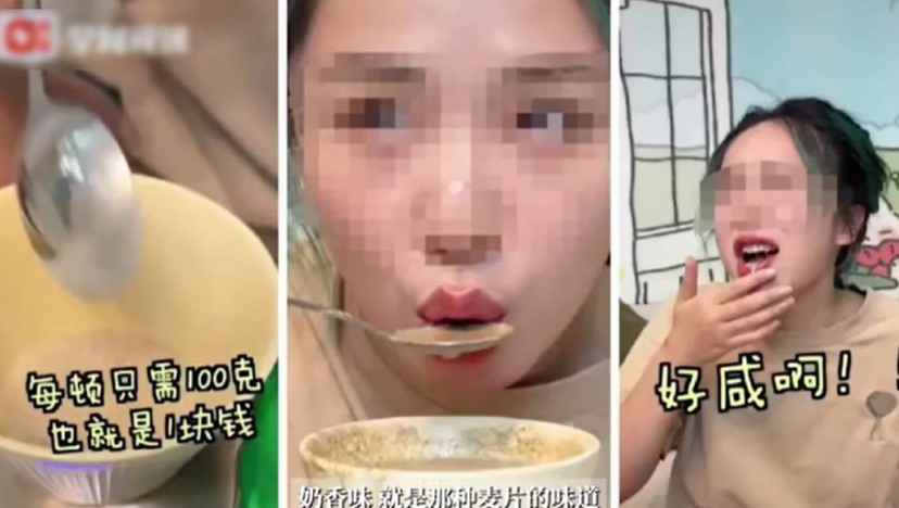 Chinese influencer tries eating pig feed for 60 cents a day in cost-cutting challenge, drawing criticism