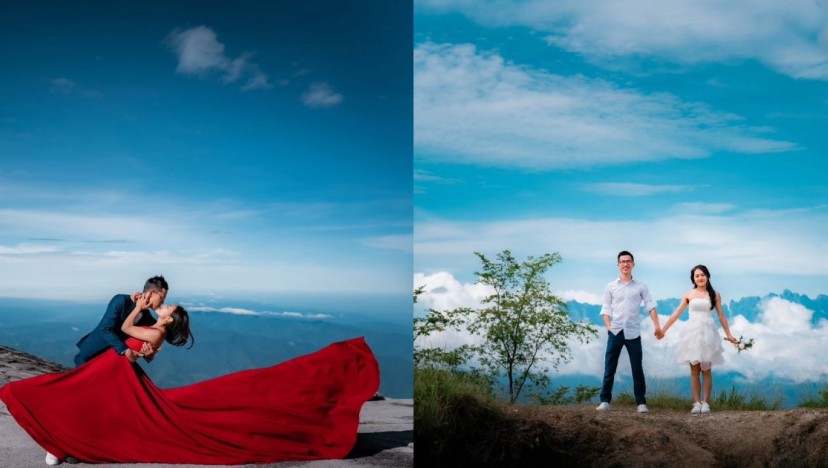 'It started as a crazy idea': Malaysian couple takes pre-wedding photos on Mount Kinabalu, catching attention of Sabah Tourism Board