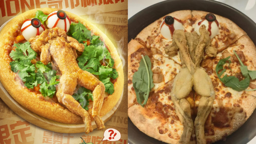 'Ribbet this right into the garbage': Pizza Hut China's new pizza featuring a whole fried frog draws shock