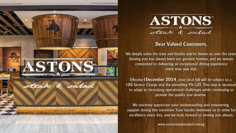 Astons Steak &amp; Salad's decision to include service charge and GST draws criticism