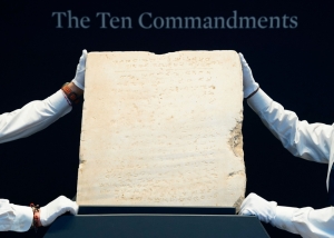 Stone tablet with Ten Commandments (minus one) sells for US$5m amid authenticity questions